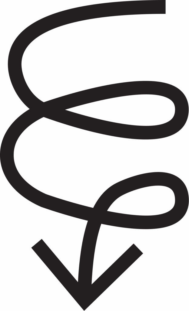 Geschwungener Pfeil in schwarz