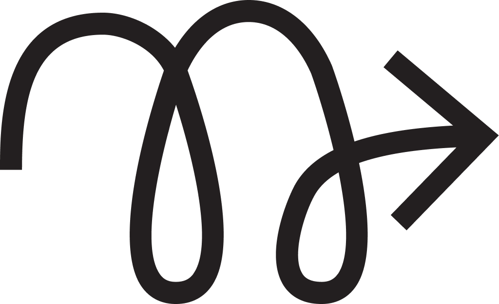 Geschwungener Pfeil in schwarz